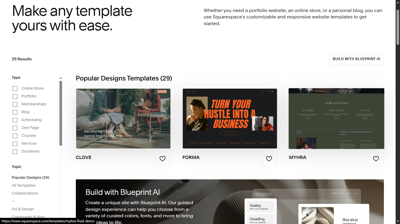 A showcase of various beautiful Squarespace templates for first-time users.