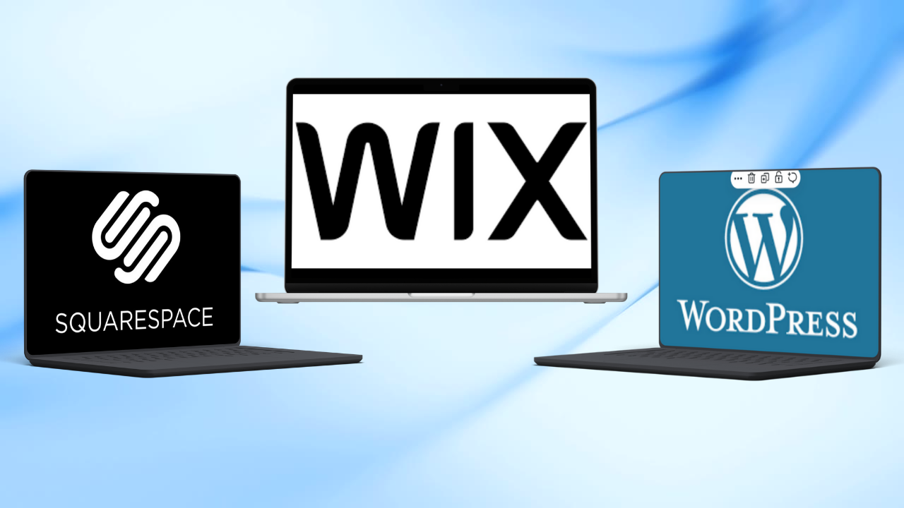 Comparison chart showing Squarespace vs Wix vs WordPress on key features like ease of use, design quality, and customer support for new users.